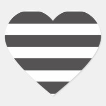 Black and White Stripes Heart Stickers