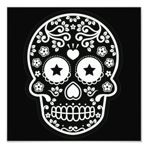 Black And White Sugar Skull Starry Eyes 