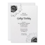 Black and White Sunflower Birthday Party Personalized Invitations