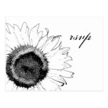 Black and White Sunflower Response RSVP Postcard
