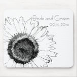 Black and White Sunflower Wedding Mousepad