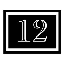 Black and White Table Number Cards Postcards