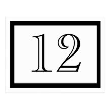 Black and White Table Number Cards Postcards