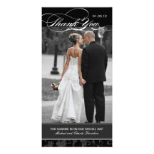 Black and White Thank You Photo Card (4x8)