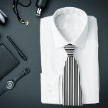 Black and White Thin Vertical Stripes Tie