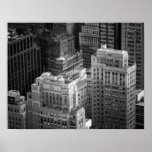 Black and White Tops of NYC Buildings, Medium Poster