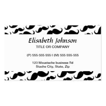 Black and white trendy funny moustache pattern business card
