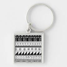 Black and white Tribal pattern Key Chains