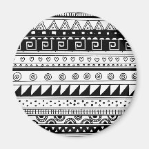 Black and white Tribal pattern Magnets