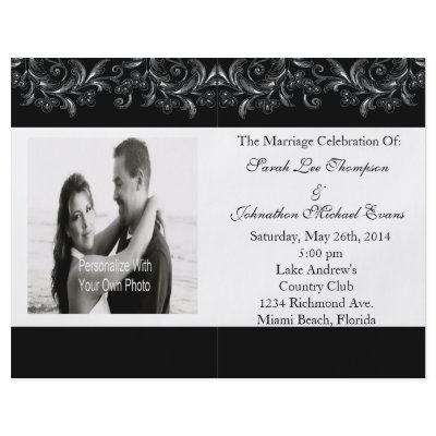Black And White Tropical Vines Wedding Programs Personalised Flyer by custommoments