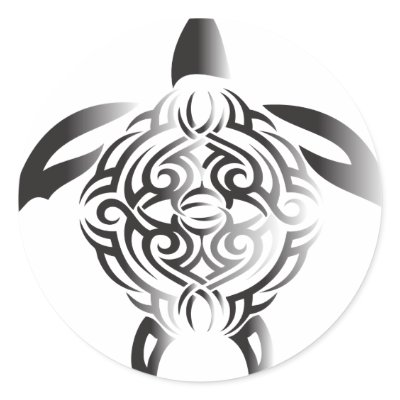 black-and-white-turtle round sticker by Deepsy