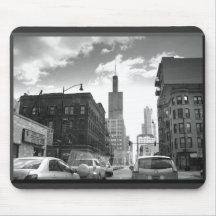 Black and White View of Sears Tower Mouse Pads