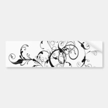 Black and White Vine or Tree Built with Flourishes Bumper Sticker