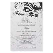 Black and White Vintage Floral Wedding Menu Card