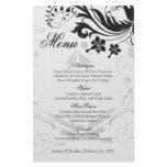 Black and White Vintage Floral Wedding Menu Card flyers