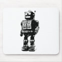 Black and White Vintage Robot mousepads