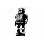 Black and White Vintage Robot Postcard