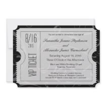 Black and White VIP Wedding Ticket Invitations