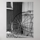 Black and White Wagon Wheel and Silo Posters