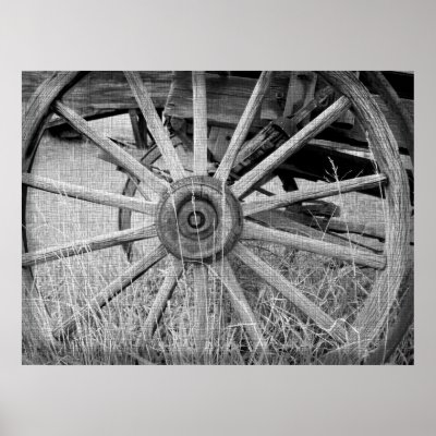 Black and White Wagon Wheel Print by runninragged