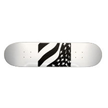 Black and White Waving Stars and Stripes Custom Skate Board