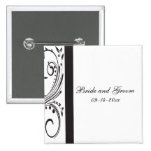 Black and White Wedding Button