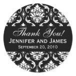 Black and White Wedding Damask Thank You Label stickers
