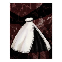 Black and White Wedding Gown Post Cards