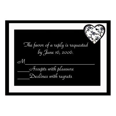Black and White Wedding Invitation Response Card by nuclearswan