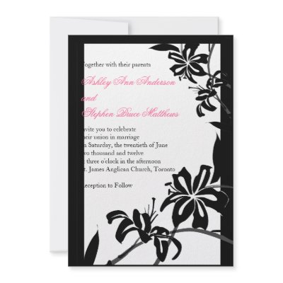 Black and White Wedding Invitations with Lillies by WeddingCentre