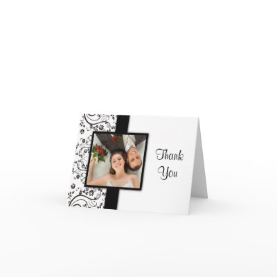 Black and White Wedding Photo Thank You Cards by PMCustomWeddings