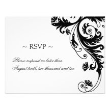 Black and White Wedding Reply Cards Personalised Invitations