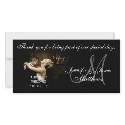 Black and White Wedding Thank You Monogram Card Customized Photo Card by monogramgallery