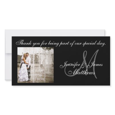 Black and White Wedding Thank You Monogram Cards Photo Greeting Card by monogramgallery