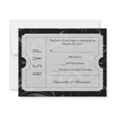 Black and White Wedding Ticket RSVP Card by CustomInvites