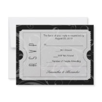 Black and White Wedding Ticket RSVP Card