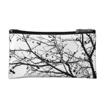 Black and White Winter Tree Cosmetics Bags