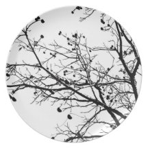 Black and White Winter Tree Party Plates