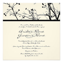 Black and White Winter Tree Wedding Invitation