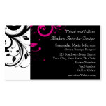 Black and White with Magenta Swirl Accent Business Card Template