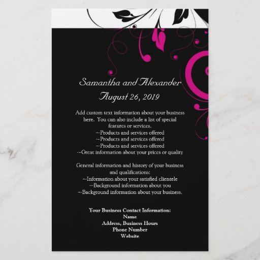 Black and White with Magenta Swirl Accent Custom Flyer
