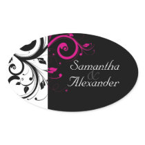 Black and White with Magenta Swirl Accent