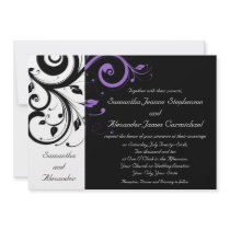 Black and White with Purple Swirl Accent