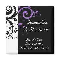 Black and White with Purple Swirl Accent