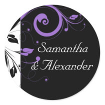 Black and White with Purple Swirl Accent