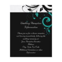 Black and White with Teal Reverse Swirl