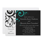 Black and White with Teal Reverse Swirl