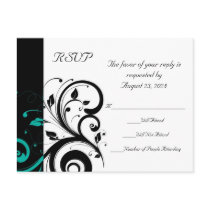 Black and White with Teal Reverse Swirl