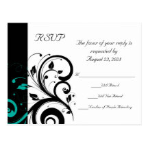 Black and White with Teal Reverse Swirl Postcard