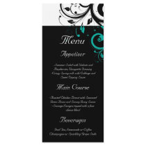 Black and White with Teal Reverse Swirl